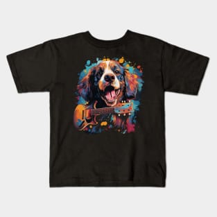 Cocker Spaniel Playing Guitar Kids T-Shirt